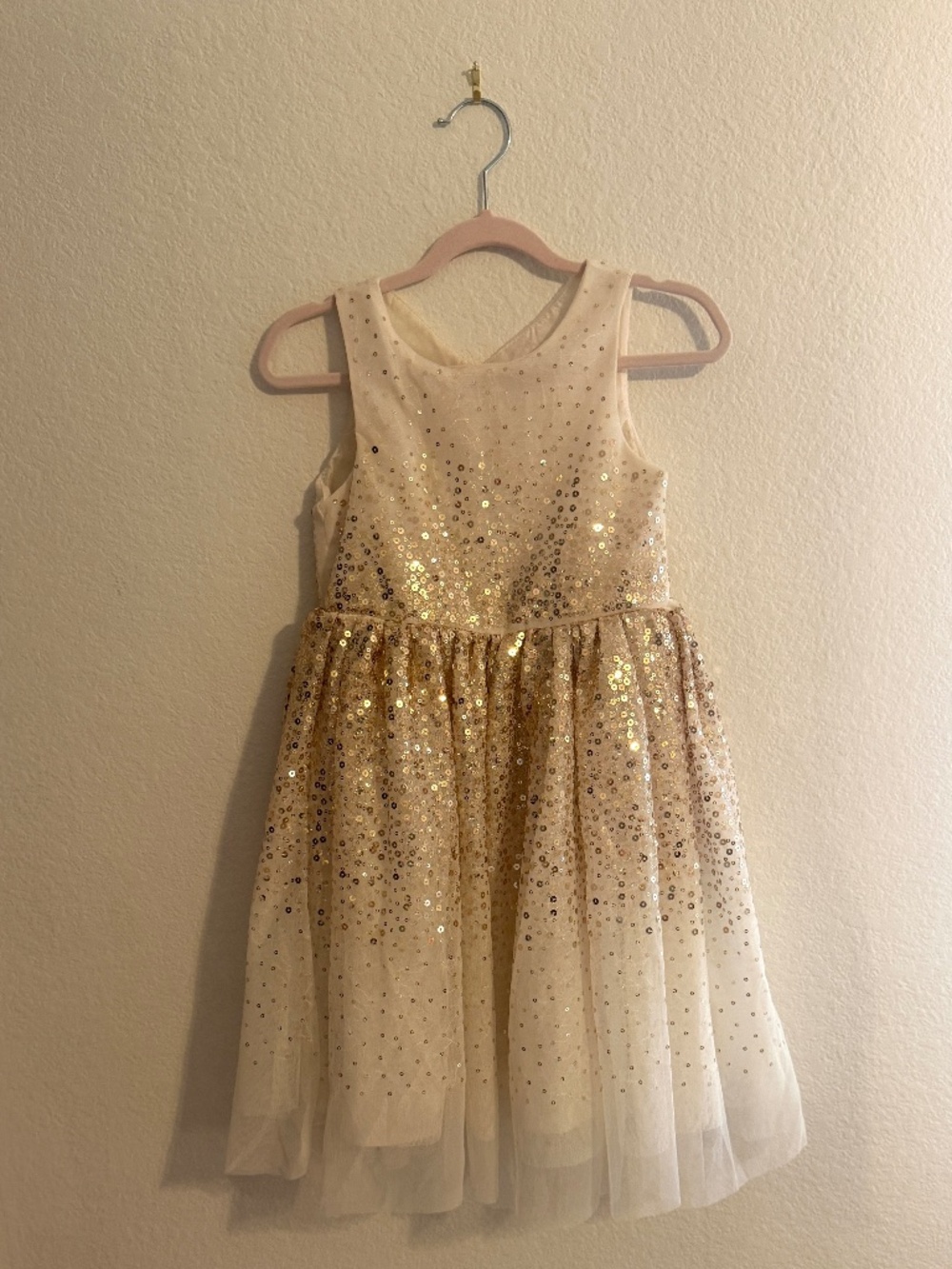 H&M Girls Gold Sequin Tulle Party Dress | Size 4–5Y| Holiday